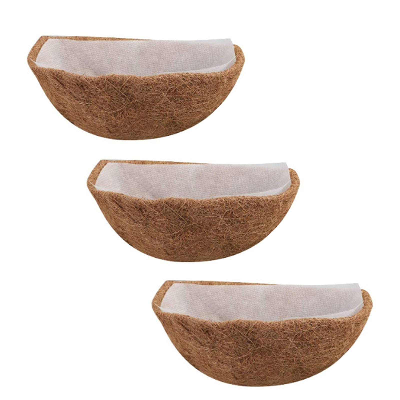Round Coco Liner Planter Basket Liners - 3 Pack 15.7 Inch Coconut Fiber Hanging Basket Inserts for Garden Flower Pots | Durable & Eco-Friendly Replacement Liners for Indoor/Outdoor Plants, Balcony Decor, and Vertical Gardens