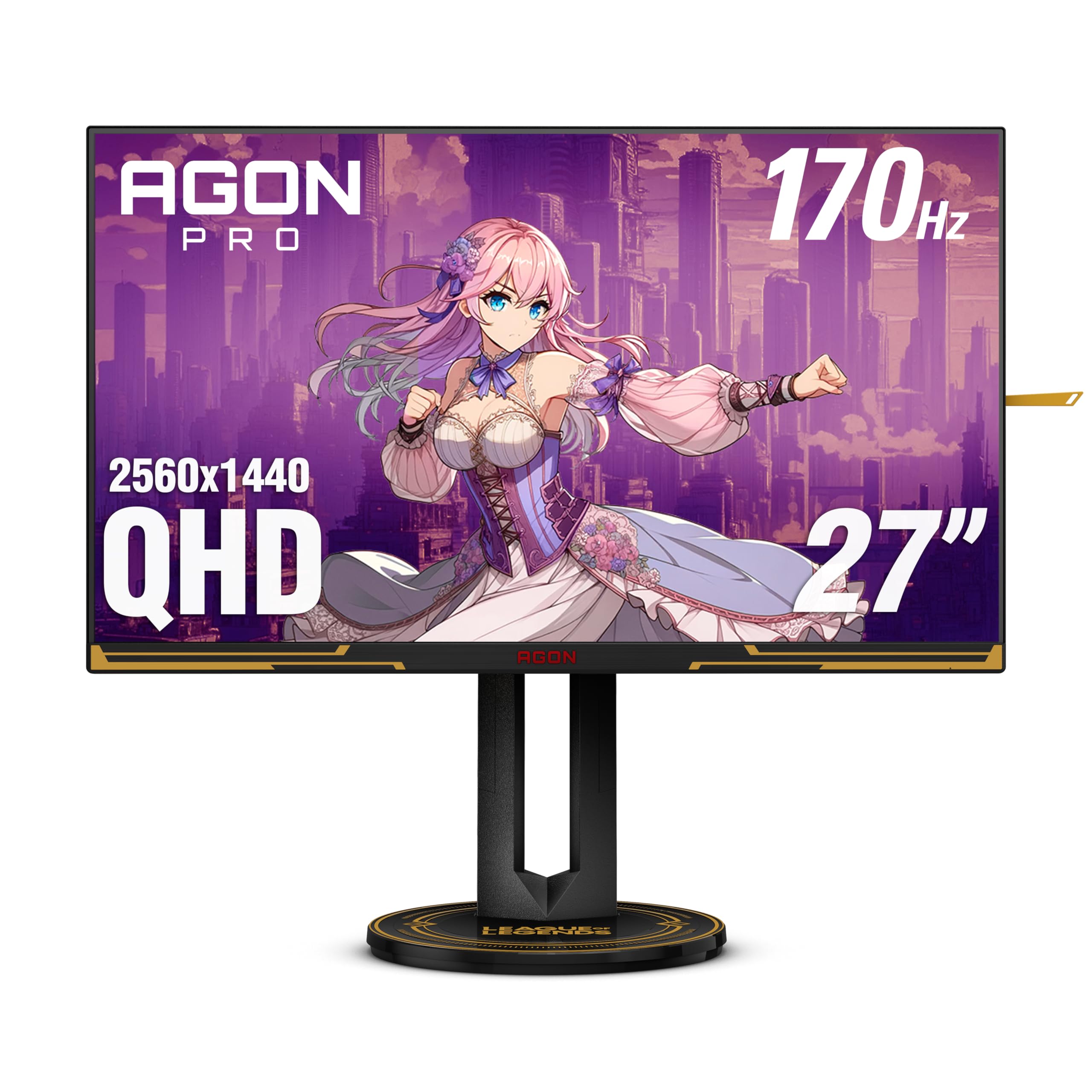 AOC Agon PRO AG275QXL 27 Inch Gaming Monitor - QHD 2560x1440, 170Hz Refresh Rate, 1ms Response Time, G-SYNC Compatible, Height Adjustable - Perfect for PS5, Xbox, Switch & PC Gaming