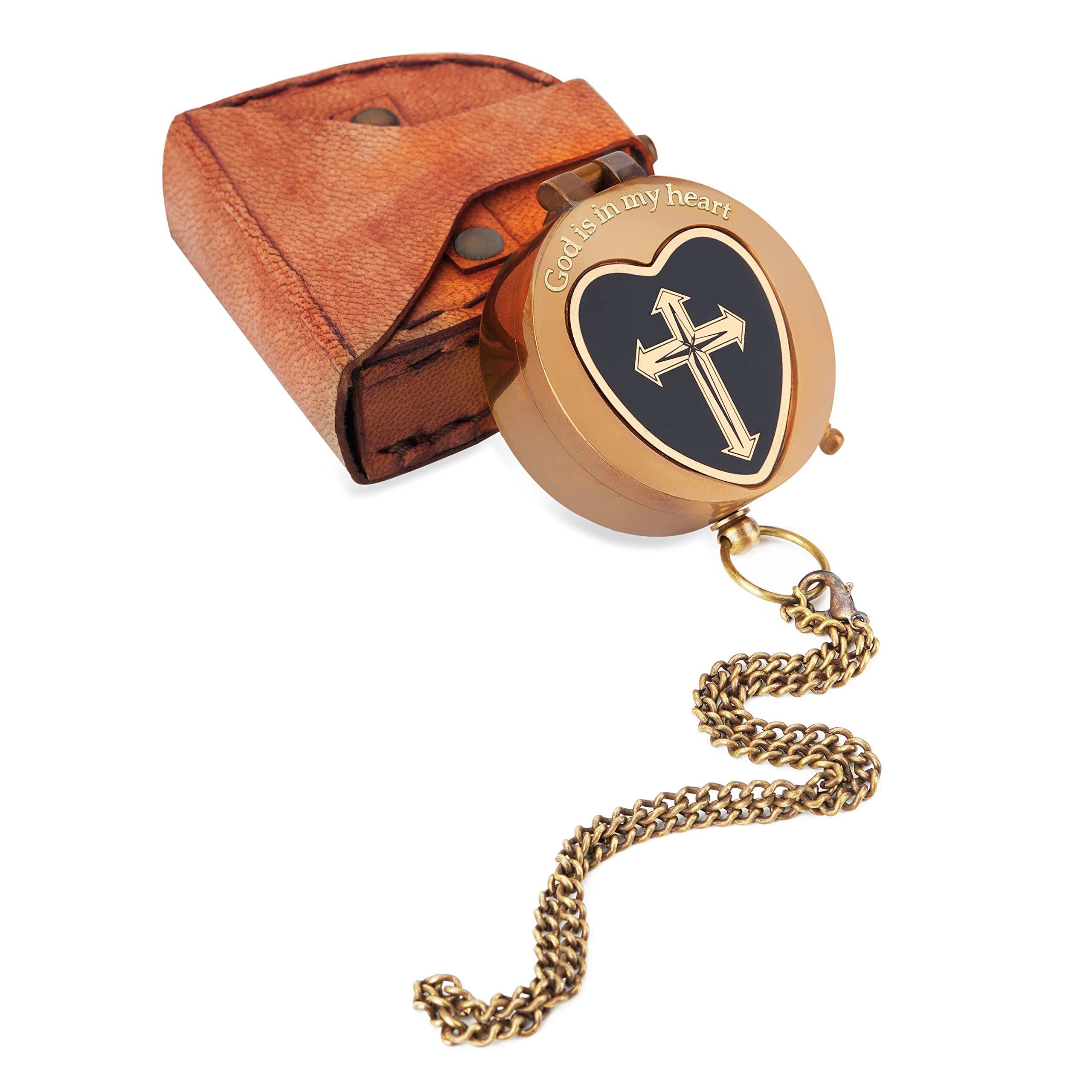 God is in My Heart Compass - Religious Christian Gifts for Men & Teen Boys, Baptism Communion Confirmation Present, Inspirational Catholic Graduation Gift 2024 - Perfect for Church Events, Spiritual Journeys & Faith-Based Celebrations
