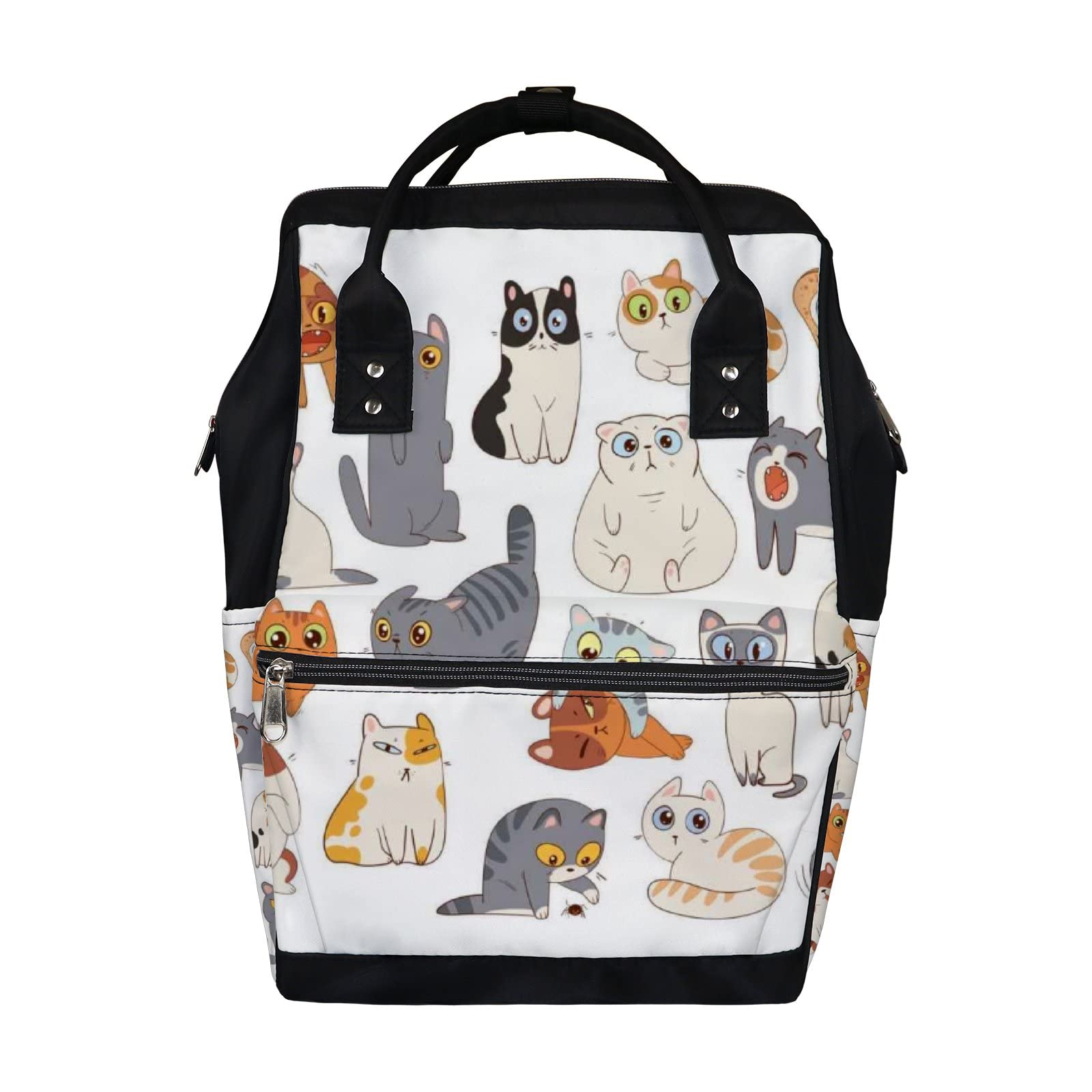 Waterproof Cute Kawaii Colorful Cats Diaper Backpack - Large Capacity Baby Nappy Changing Bag with Laptop Compartment | Durable Unisex Travel Backpack for Parents (Perfect for Daycare, Beach Trips & Family Outings)