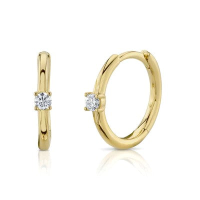 0.08CT Diamond Huggie Earrings - 14K Gold Hoop Earrings for Women, Minimalist Everyday Stud Earrings | Perfect for Work, Date Night & Special Occasions
