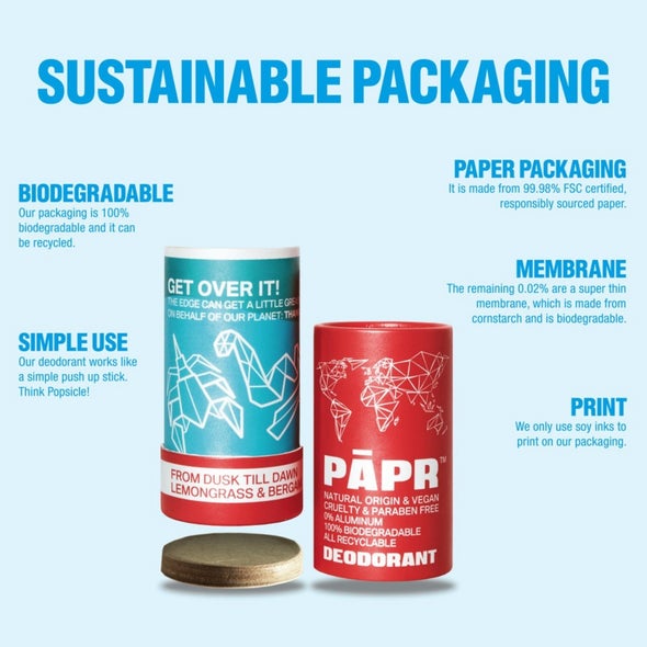 PAPR Natural Deodorant for Women & Men - Lemongrass & Bergamot Scent, 72-Hour Odor Protection, Aluminum-Free, Vegan & Cruelty-Free - Perfect for Gym, Work & Daily Freshness