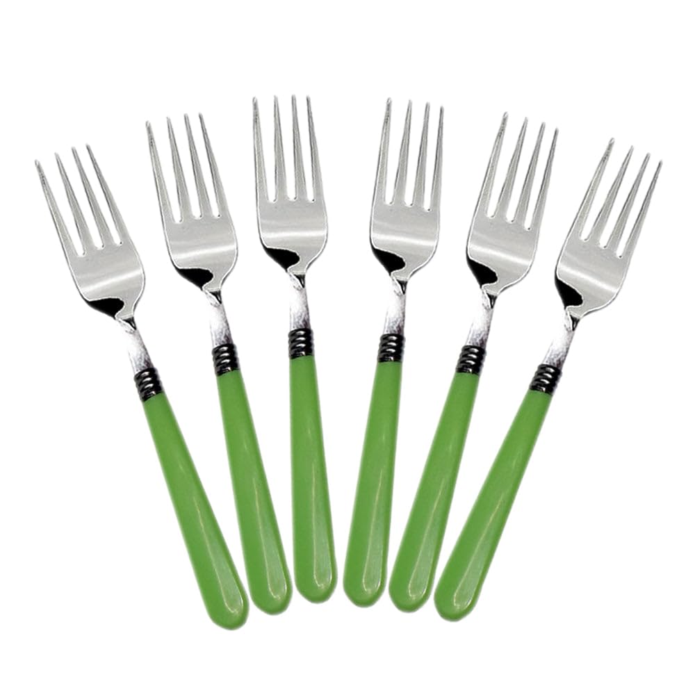 ATEVON 6-Piece Stainless Steel Forks Set with Ergonomic Non-Slip Handle - Durable Dinner Forks for Restaurants, Picnics, Parties & Home Dining (Multicolor)