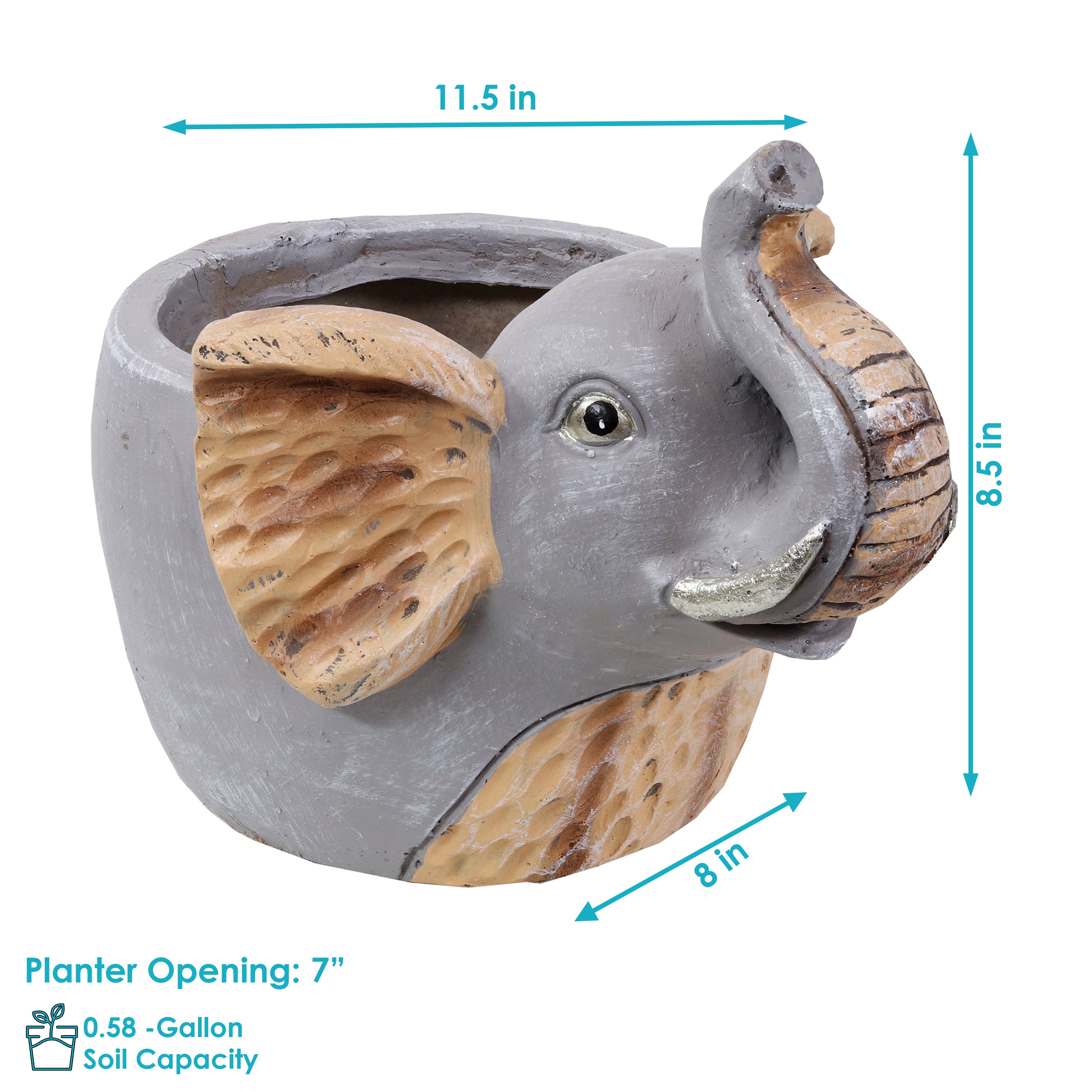 Sunnydaze Elsie the Elephant Indoor Planter Statue 8.5