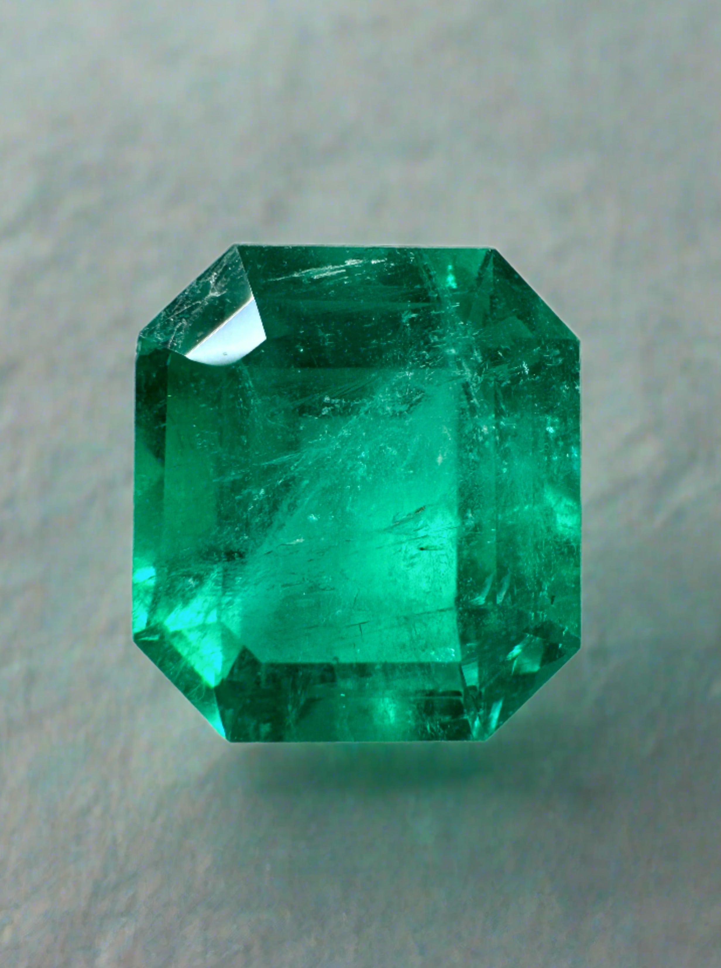 5.84 Carat GIA Certified Intense Bluish Green Natural Colombian Loose Emerald - Asscher Cut Gemstone for Jewelry Making & Engagement Rings