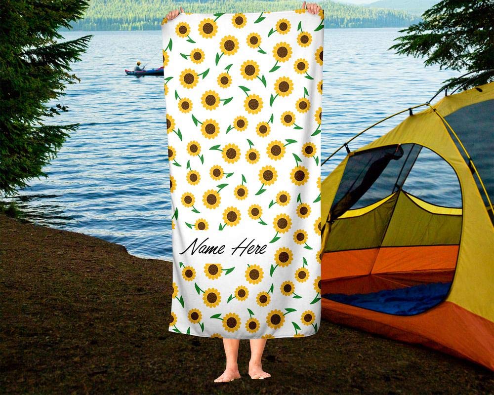 Personalized Sunflower Towel for Kids & Adults - Custom Flower Beach, Pool & Bath Towel for Toddler, Baby, Boys & Girls | Perfect for Travel, Swimming & Spa Days