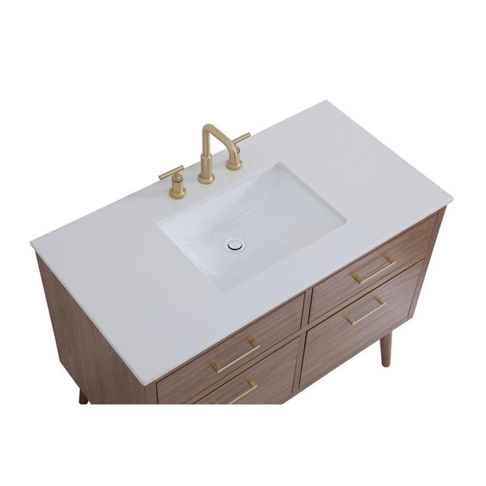 42 Inch Bathroom Vanity Cabinet with Sink - Elegant Walnut Brown Finish for Modern Bathroom & Kitchen Remodeling | Perfect for Small Space Bathrooms & Powder Rooms