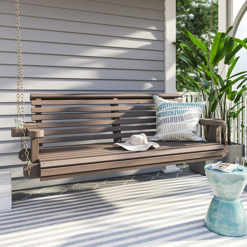 Amish Heavy Duty 700 lb Capacity Roll Comfort Treated Porch Swing - Perfect for Outdoor Patio, Garden, and Backyard Relaxation
