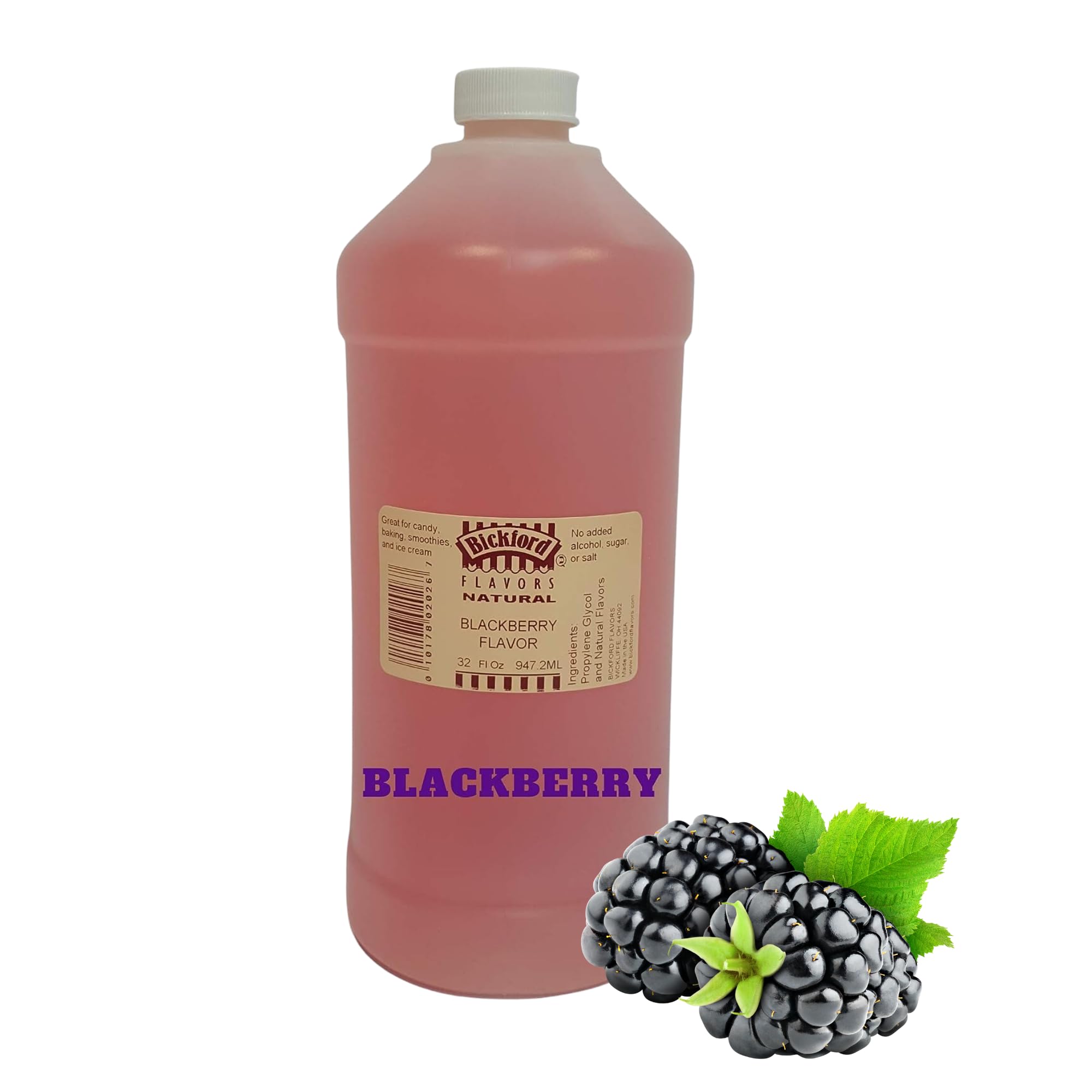 Premium Bickford 4X Blackberry Flavor Extract for Baking, Cooking & Beverages - Gluten Free, Kosher, Vegan, No Sugar Added - 32 fl. oz Bulk Size - Perfect for Cakes, Ice Cream, Cocktails & DIY Food Flavors