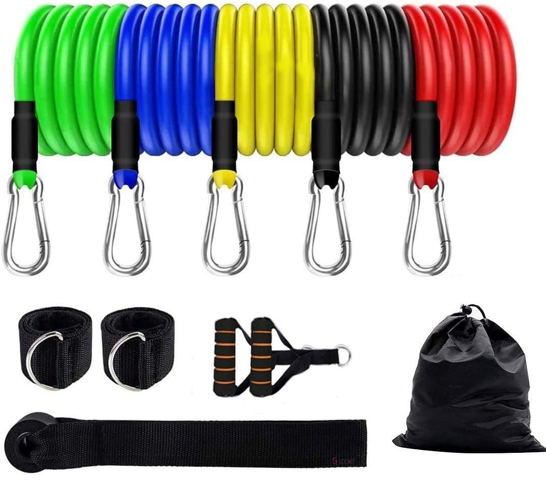Premium Resistance Bands Set for Home & Gym Workouts - Exercise Bands with Foam Handles, Door Anchor, Ankle Strap & Carry Bag - Strength Training for Men & Women - Perfect for Yoga, Pilates, Physical Therapy & Fitness Toning