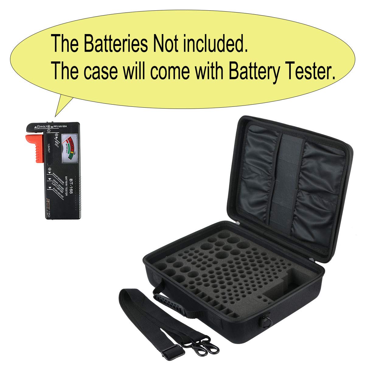 CO2CREA Battery Storage Organizer Case - Holds 153 Batteries (3V, 9V, AA, AAA, C, D, Coin, Button Cell) - Durable Household & Travel Battery Organizer Box for Alkaline Batteries - Perfect for Home, Office, Car, and Emergency Kits