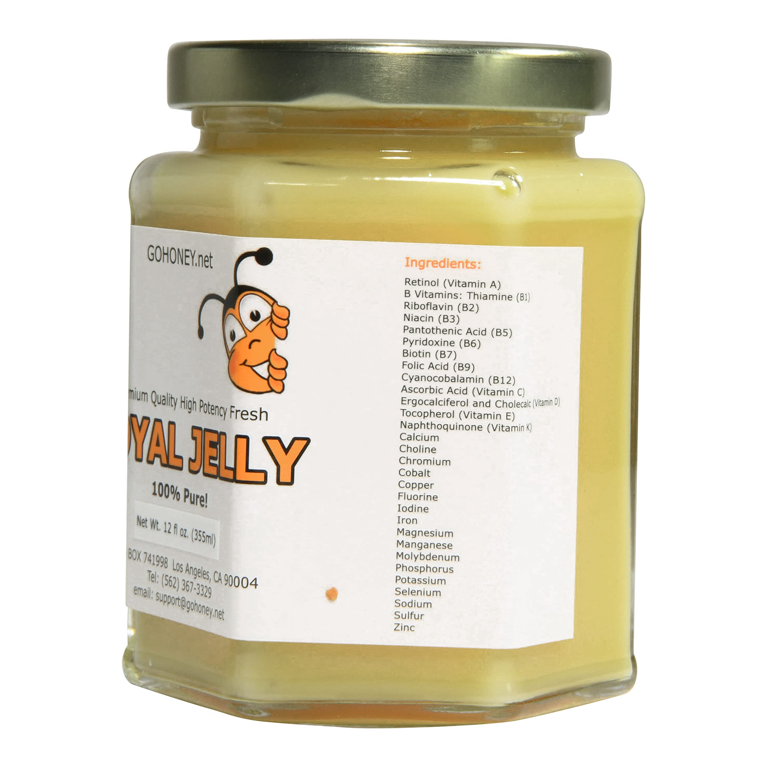 100% Pure Organic Fresh Royal Jelly Raw Unprocessed Natural High Potency - 12 oz Jar | Immune Support, Skin Care & Energy Boost | Perfect for Smoothies, Face Masks & Daily Wellness