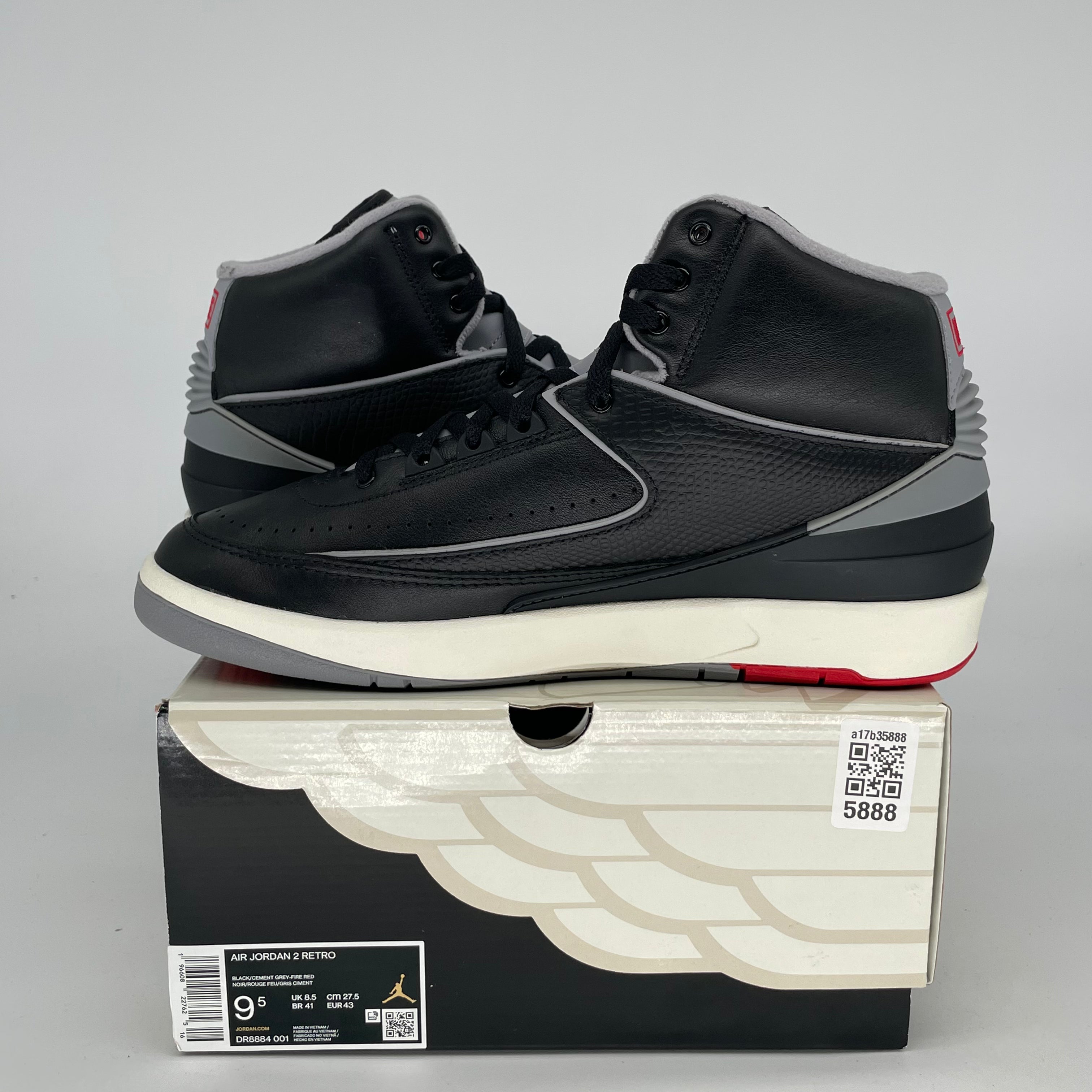 AIR JORDAN 2 Retro Black Cement Men's Basketball Shoes Size 9.5/11W (DR8884-001) - Perfect for Streetwear, Sneaker Collection & Basketball Games