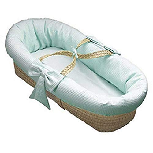 Soft Blue Baby Doll Bedding Pique Moses Basket - Premium Crib for Newborns & Toddlers | Perfect for Nursery Decor, Baby Showers & Playtime