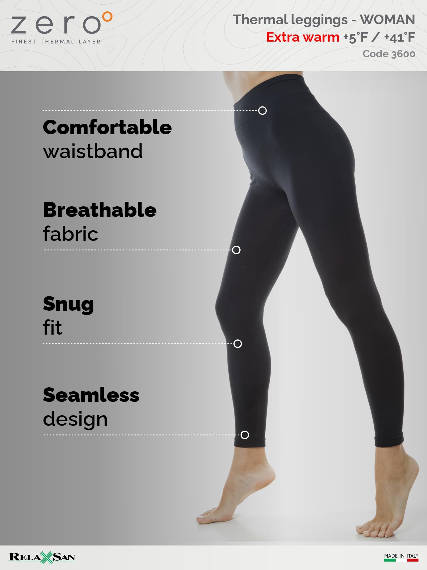 Relaxsan Zero 3200 Women's Thermal Base Layer Leggings - Merino Wool & Dryarn Fiber Warm Winter Underwear for Hiking, Skiing & Cold Weather Activities