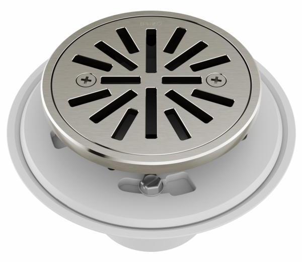Brizo BT061414 BN 4-Inch Round Shower Drain in Brushed Nickel - Premium Bathroom Drain Cover for Modern Showers & Wet Rooms