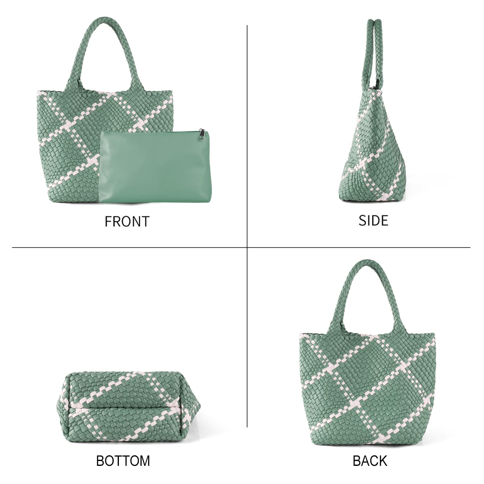 Stylish Woven Leather Tote Handbag for Women - Large Soft Hobo Shoulder Bag with Matching Purse | Handmade Genuine Leather Beach Bag | Perfect for Travel, Shopping & Everyday Use