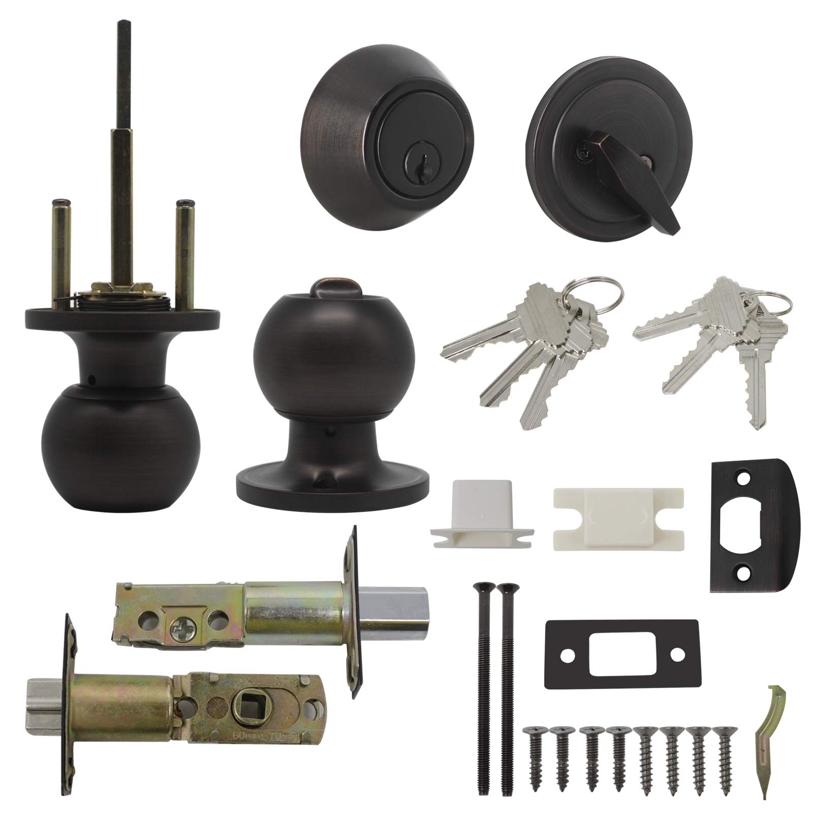 Gobrico Classic Oil Rubbed Bronze Entry Door Lock Set with Single Cylinder Deadbolt - 1 Pack Keyed Alike for Enhanced Home Security | Perfect for Front Doors, Main Entrances & High-Traffic Areas