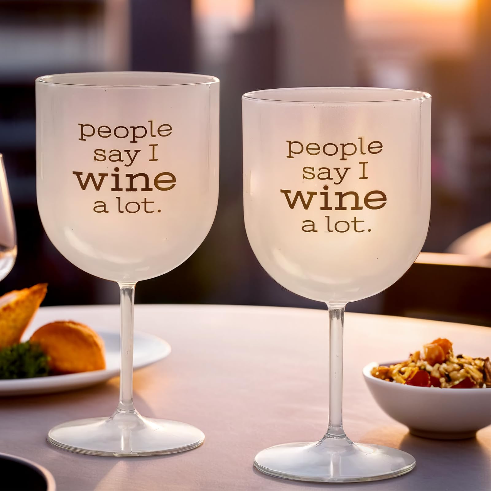 Fun Express Plastic Stemmed 'I Wine A Lot' Party Cups - 12-Pack Disposable Drinkware for Weddings, Bachelorette Parties & Celebrations