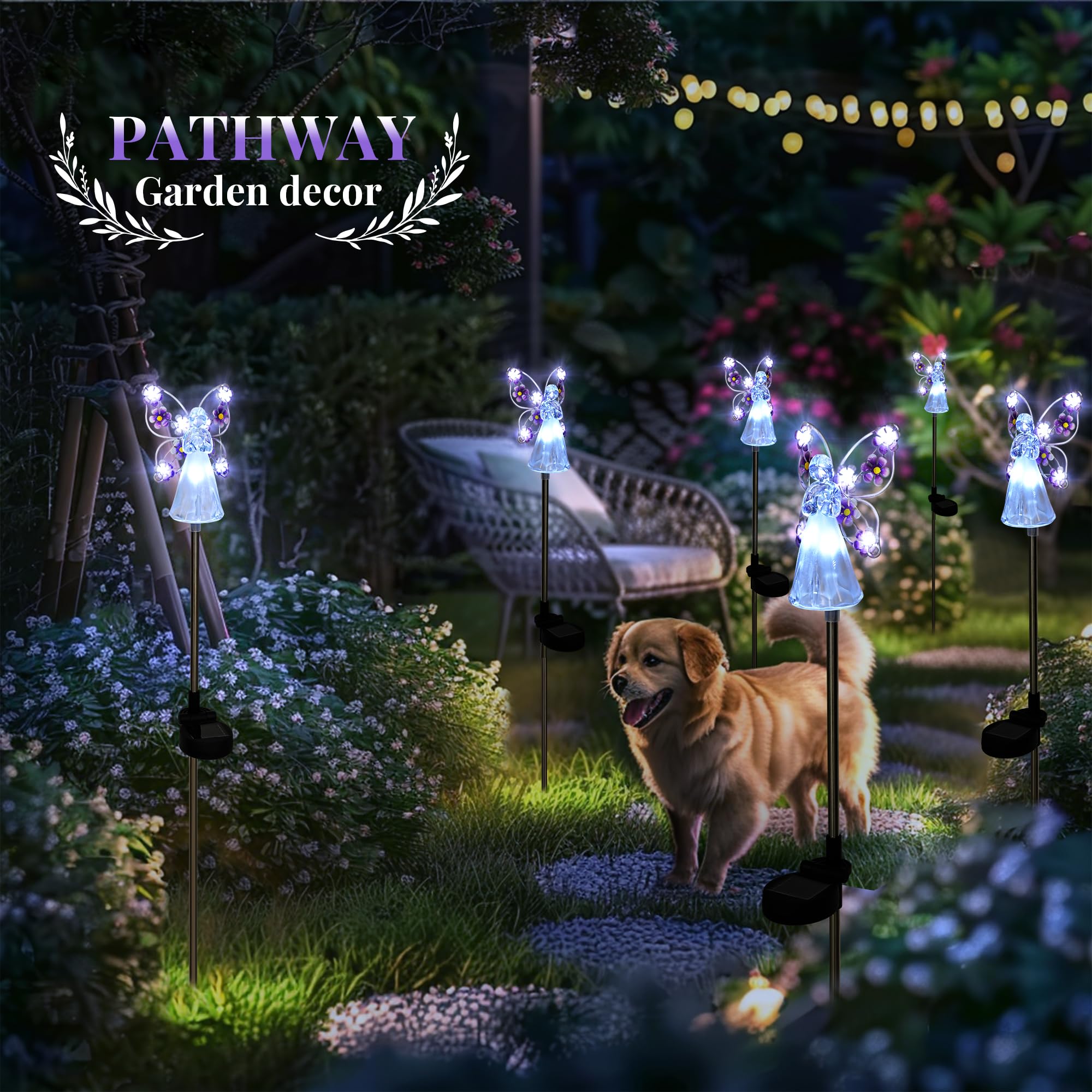 GIGALUMI 2 Pack Solar Angel Garden Stake Lights - 7 LED Eternal Light Outdoor Decor for Cemetery, Memorial, Christmas Yard & Sympathy Gifts | Waterproof Solar-Powered Angel Statue for Graves, Patio, Pathway & Garden Decorations