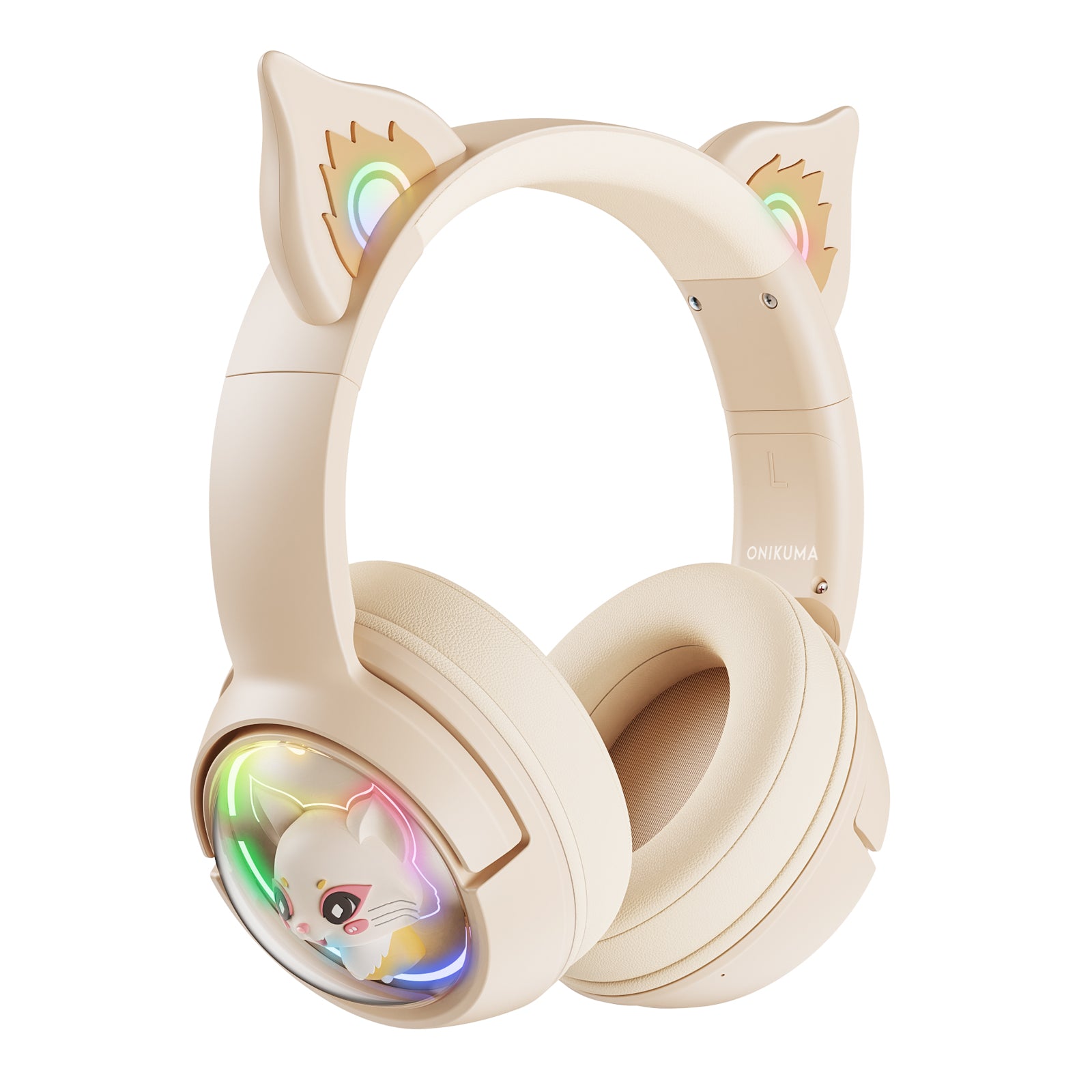 ONIKUMA B5 RGB Cat Ear Bluetooth Wireless Gaming Headset for PC, PS4, PS5, Switch - Lightweight Over-Ear Headphones with Mic for Streaming, Gaming & Music (Pink) - Perfect for Girls Gamers & Live Streamers