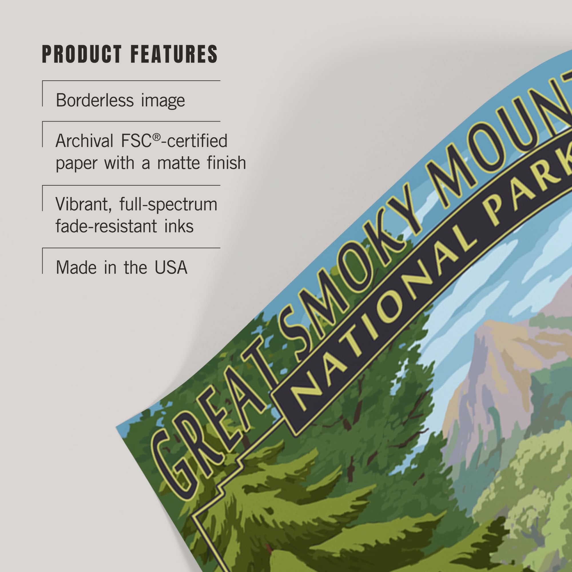 Lantern Press 16x24 Inch Giclee Art Print - Great Smoky Mountains National Park Landscape with Leconte Creek and Bear Family - Premium Wall Decor for Living Room, Bedroom & Office
