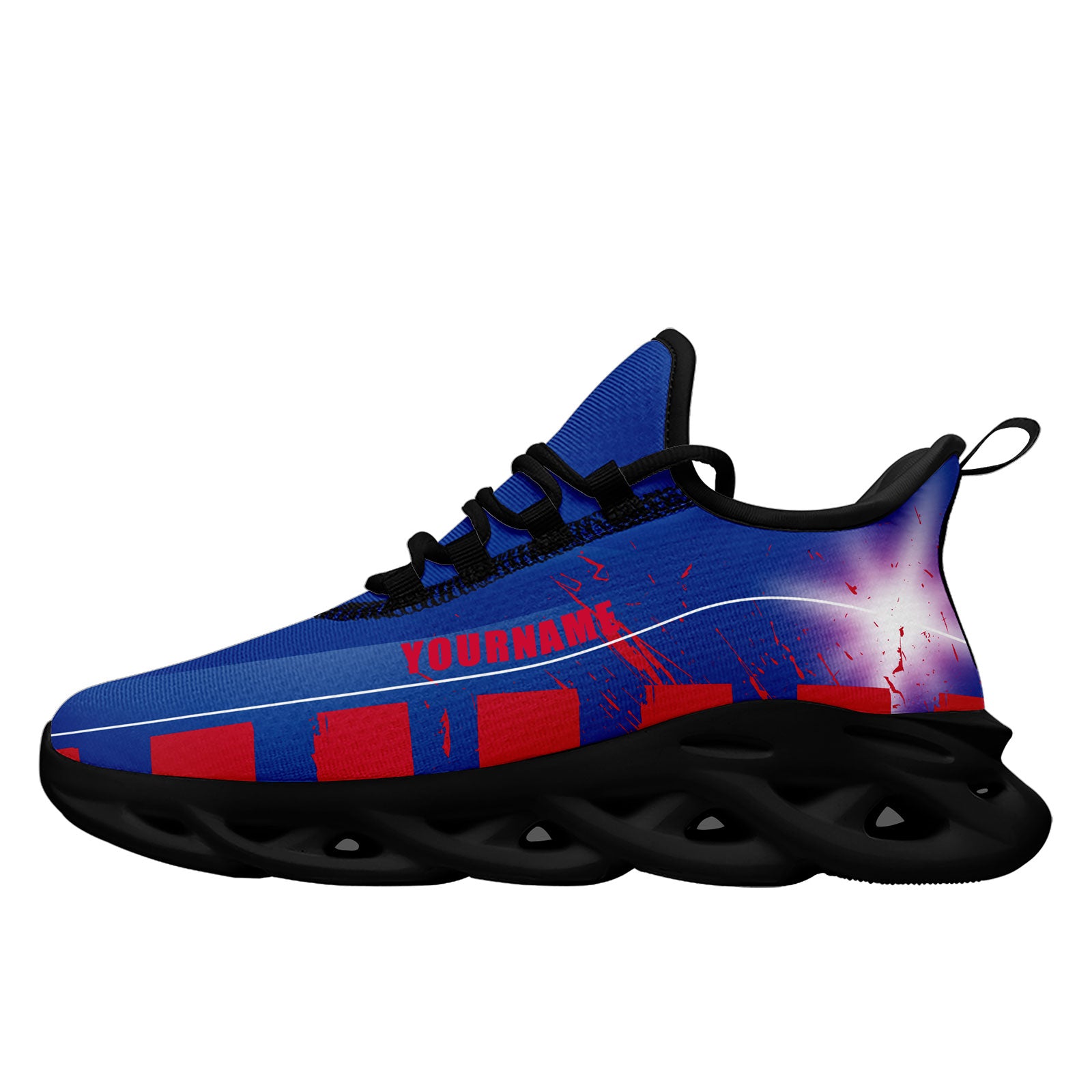 Custom Blue & Red Buffalo Maxsoul Personalized Sneakers - Comfortable Athletic Shoes for Men & Women - Perfect for Running, Gym Workouts & Casual Wear (Style: FN003 D020260, Size 4)