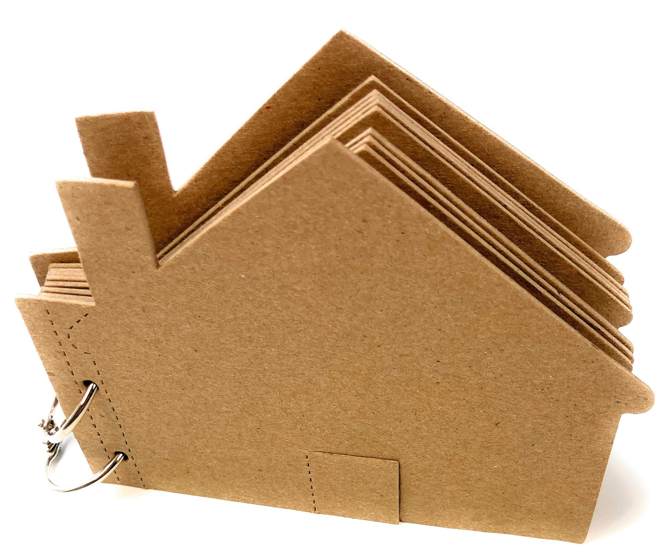 10-Page Chipboard Mini House Album with Door & Book Ring Closure - Perfect for Scrapbooking, Home Decor, and Gift Giving