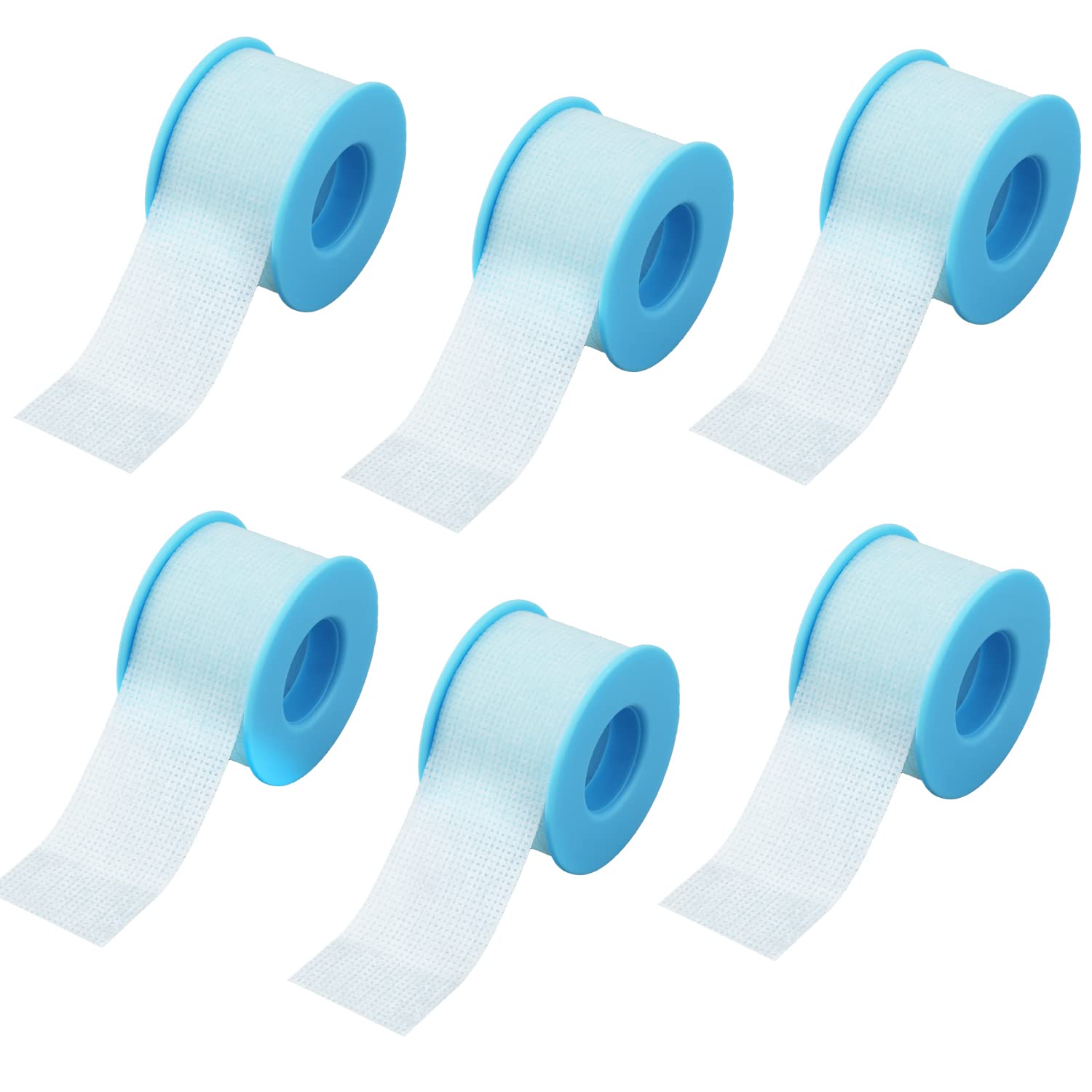 SAVITA 6pcs Reusable Silicone Eyelash Tapes - Non-Woven Fabric Lash Adhesive Strips for Extensions (Blue, 0.98