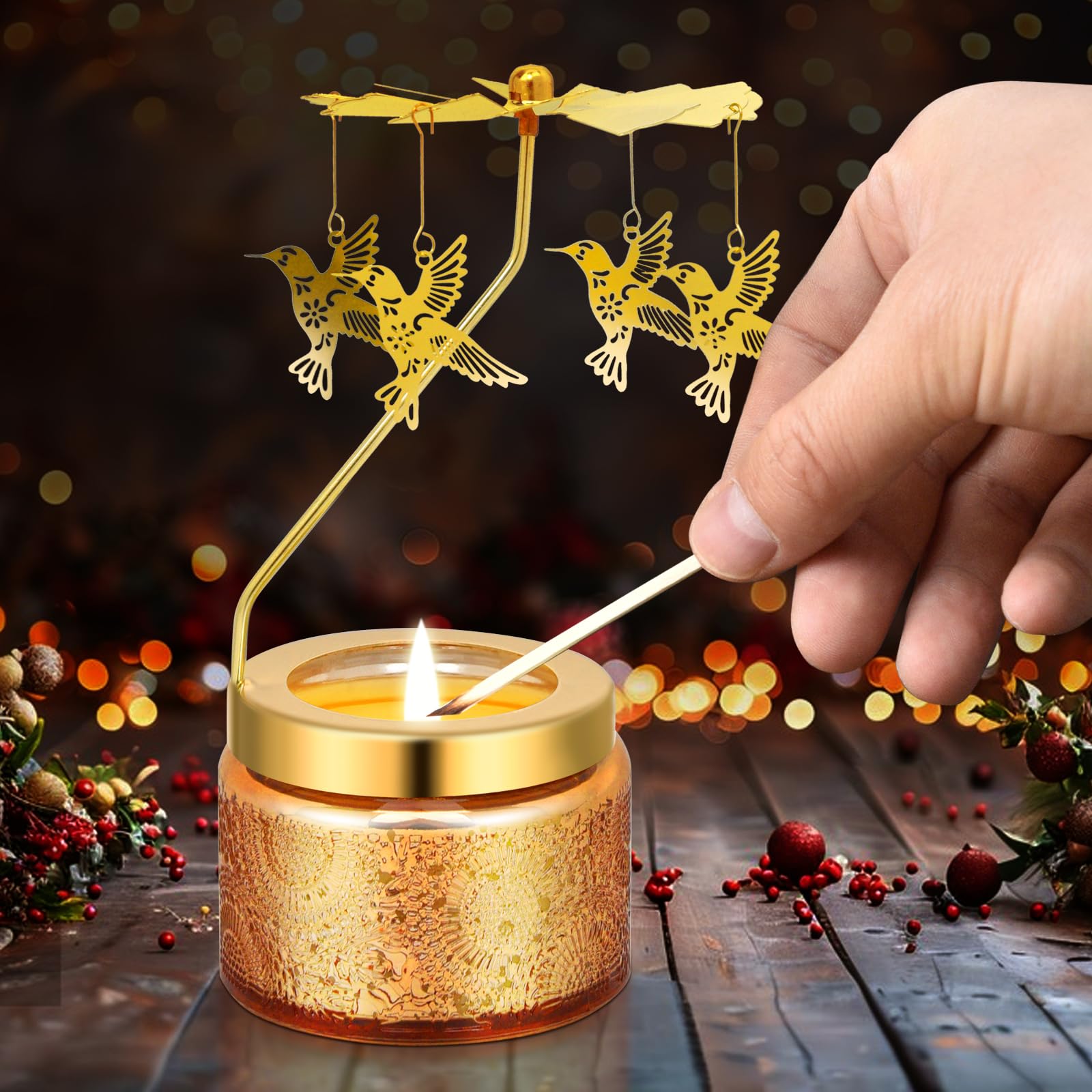 Hummingbird Rotating Scented Candles Gift Set - Perfect for Birthdays, Christmas, Thanksgiving - Great Present for Mom, Sister, Girlfriend, Friends & Colleagues - Ideal for Home Decor, Relaxation & Romantic Ambiance