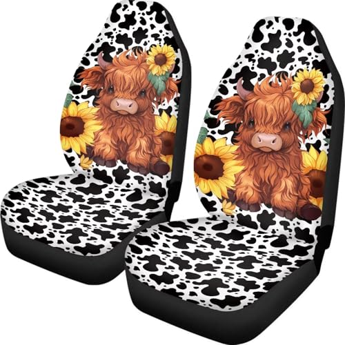 Cute Sunflower Highland Cow Black Cow Spots