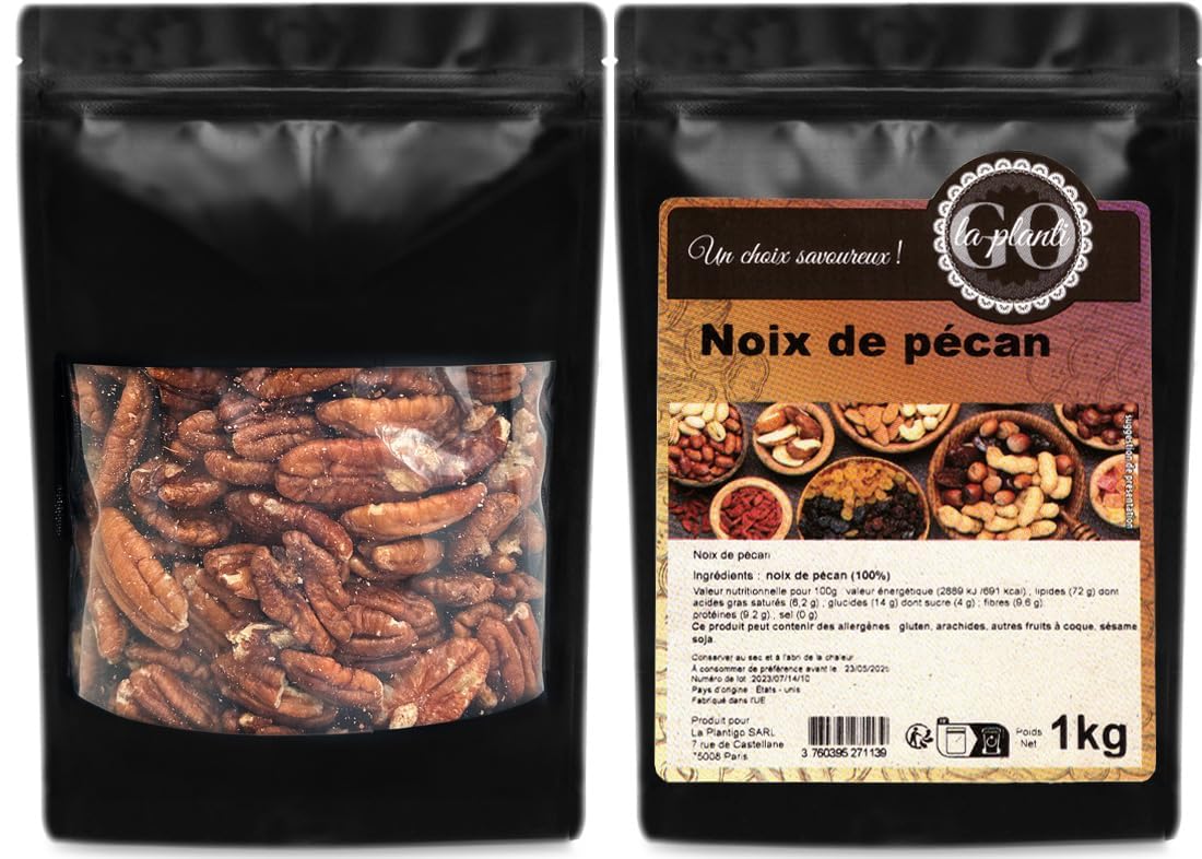 Premium Pecans 1kg (2.2 lbs) - Fresh, Crunchy & Delicious - Perfect for Baking, Snacking & Holiday Gifts - LA PLANTIGO