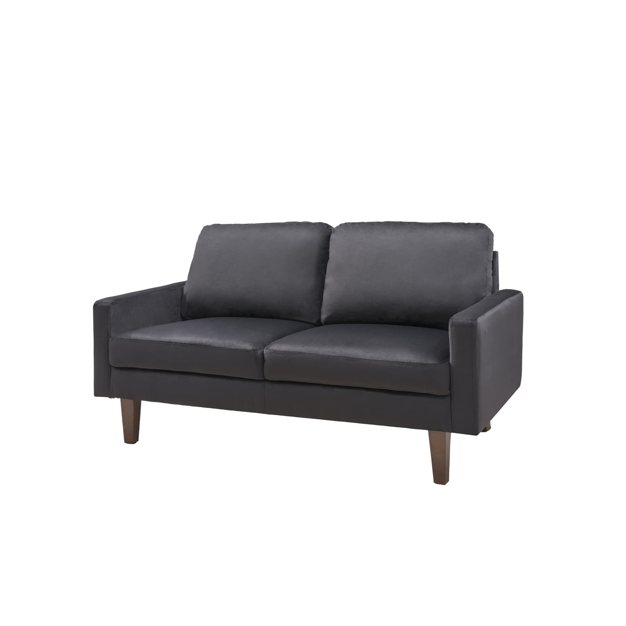 INSTORY Velvet Loveseat Sofa - Modern Tufted Couch with Sturdy Wooden Legs for Living Room, Bedroom, Office & Playroom - Soft Black Velvet Upholstery | Perfect for Small Spaces, Cozy Reading Nooks & Contemporary Home Decor