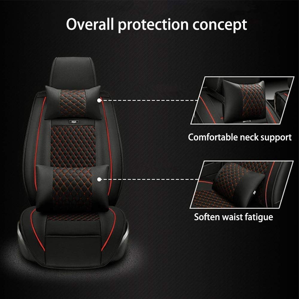Surekit Hyundai Tucson 5-Seat Car Seat Covers - Premium PU Leather Seat Protector with Comfort Cushion, Black & Red - Perfect for Daily Commute & Road Trips