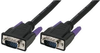 15 Pin SVGA Male to Male Monitor Cable - 1m Fully Wired Black VGA Cord for PC, Laptop, Projector | Ideal for Office, Home & Gaming Setup
