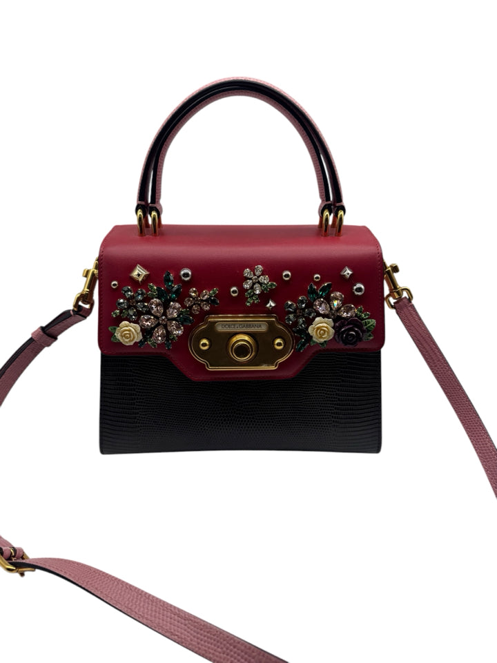 Dolce & Gabbana Iguana Embossed Crystal Satchel Bag - Luxury Designer Handbag for Women, Evening Party & Special Occasions