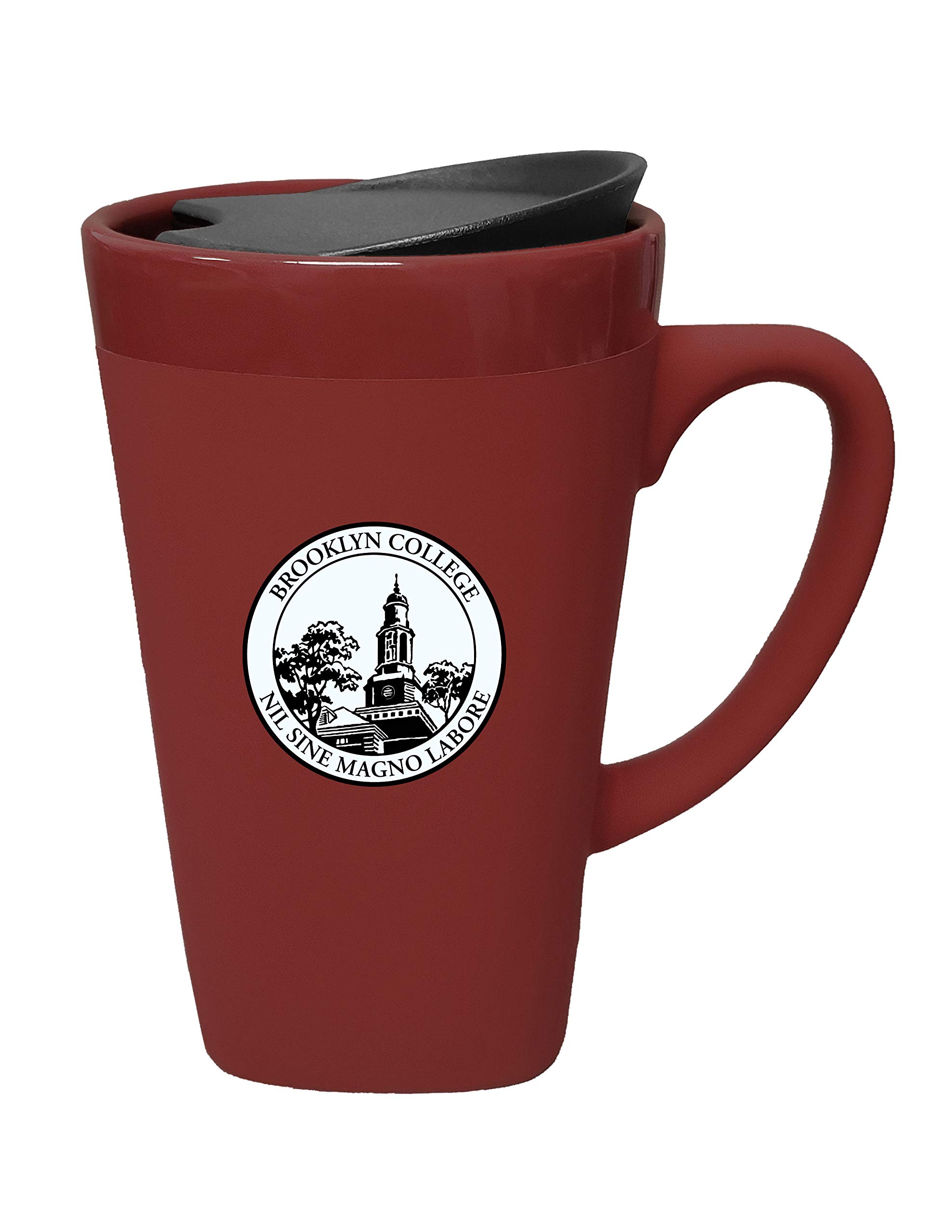 Brooklyn College Ceramic Travel Mug with Swivel Lid - 16oz Insulated Coffee Cup for Hot & Cold Drinks, Leak-Proof Design, Burgundy - Perfect for Commuting, Office Use & Campus Life