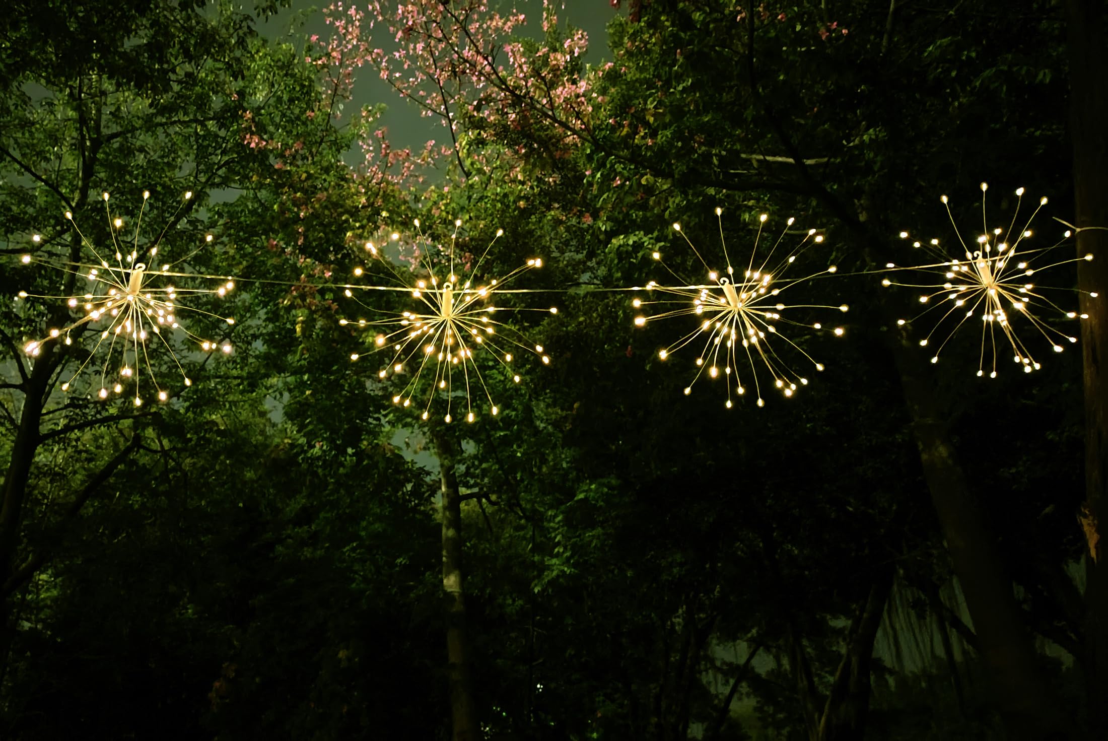 480 LED Starburst Fairy Lights with Remote Control - 4 Connection Copper Wire String Lights, 8 Lighting Modes, Dimmer & Timer - Perfect for Christmas Decorations, Garden Parties, and Indoor/Outdoor Home Lighting