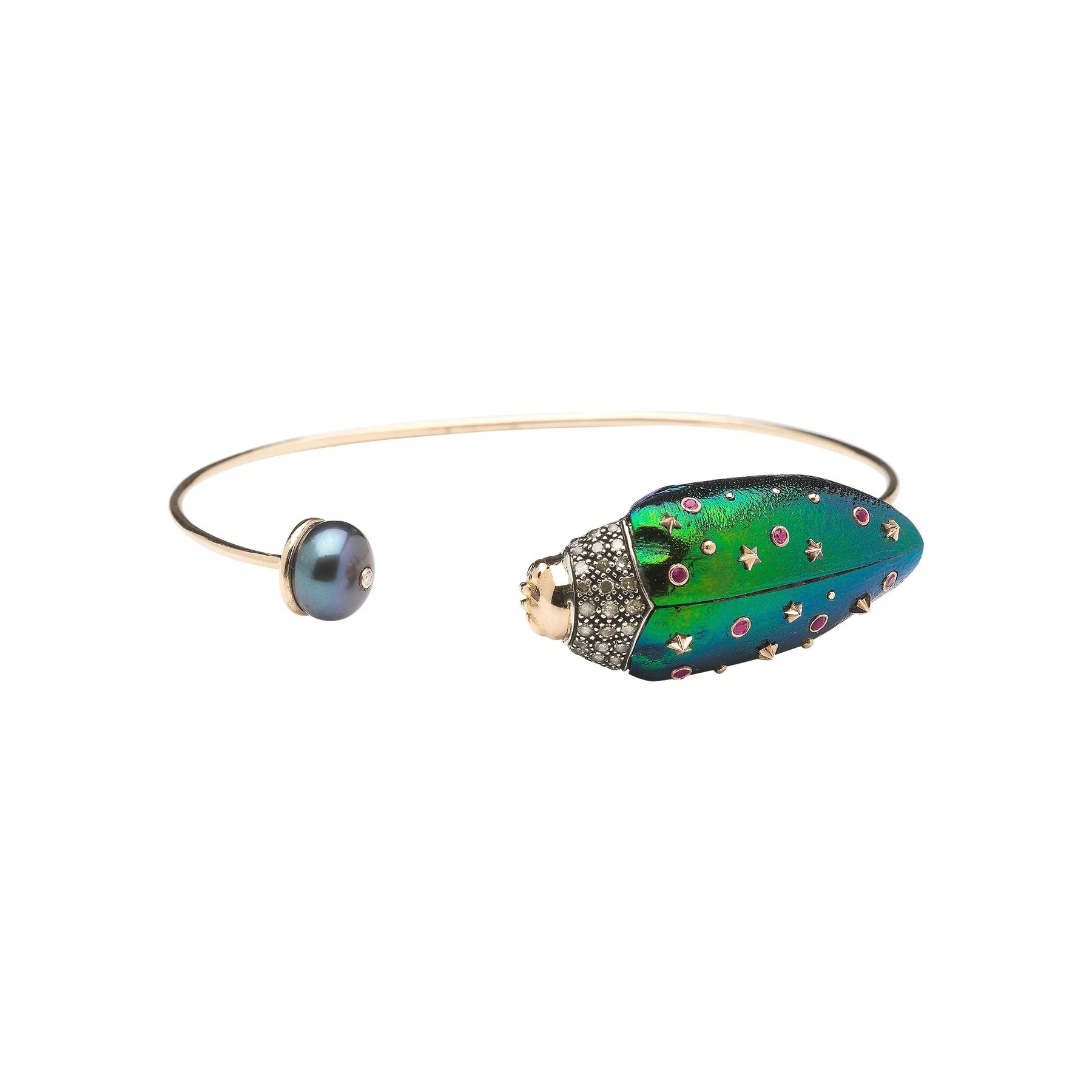 Elegant Scarab and Pearl Bangle Bracelet for Women - Vintage Egyptian Style Jewelry Gift - Perfect for Weddings, Parties & Special Occasions
