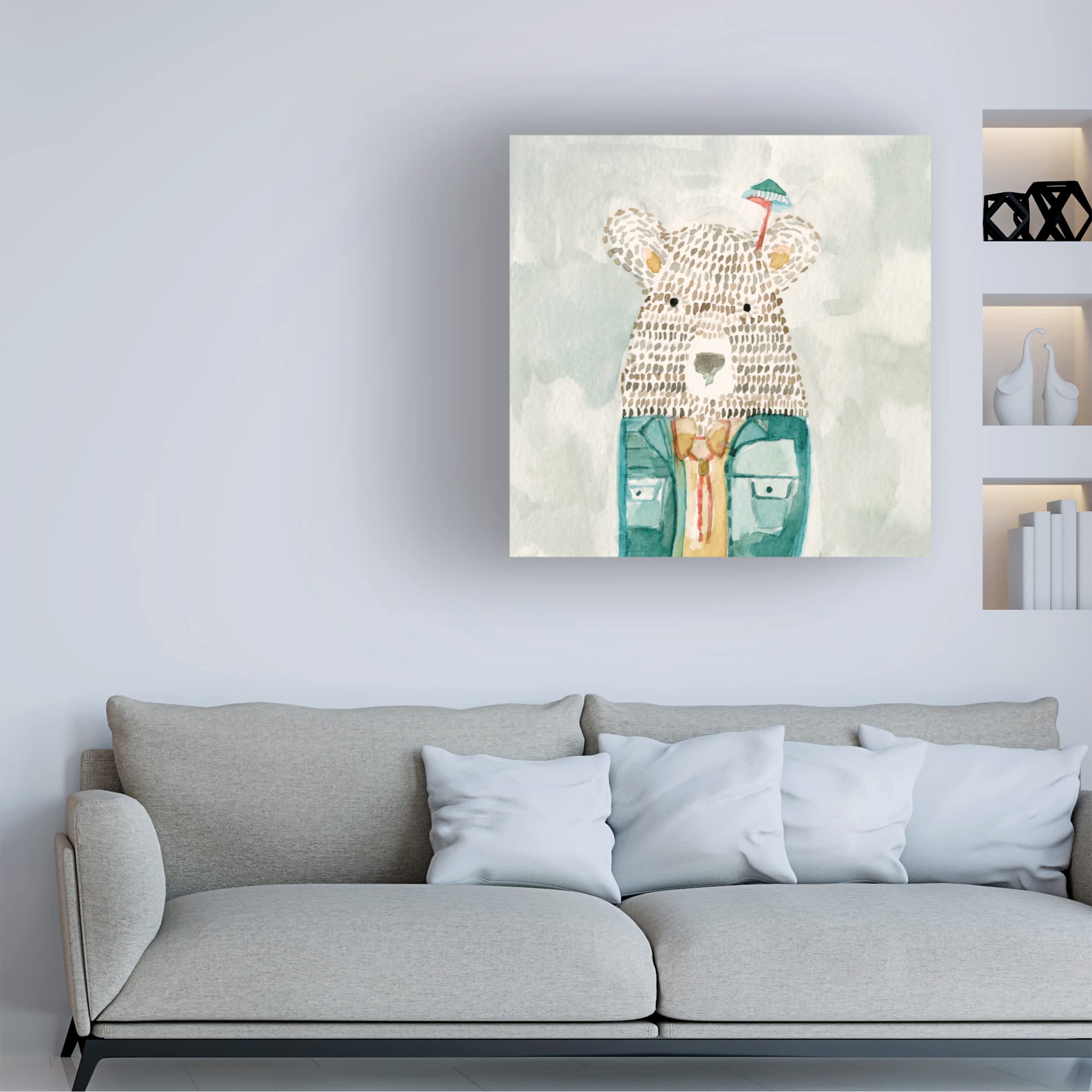 Trademark Fine Art 'Mr Bolo Bear' Canvas Wall Art by Natalie Timbrook - Perfect for Nursery, Kids Room & Playroom Decor