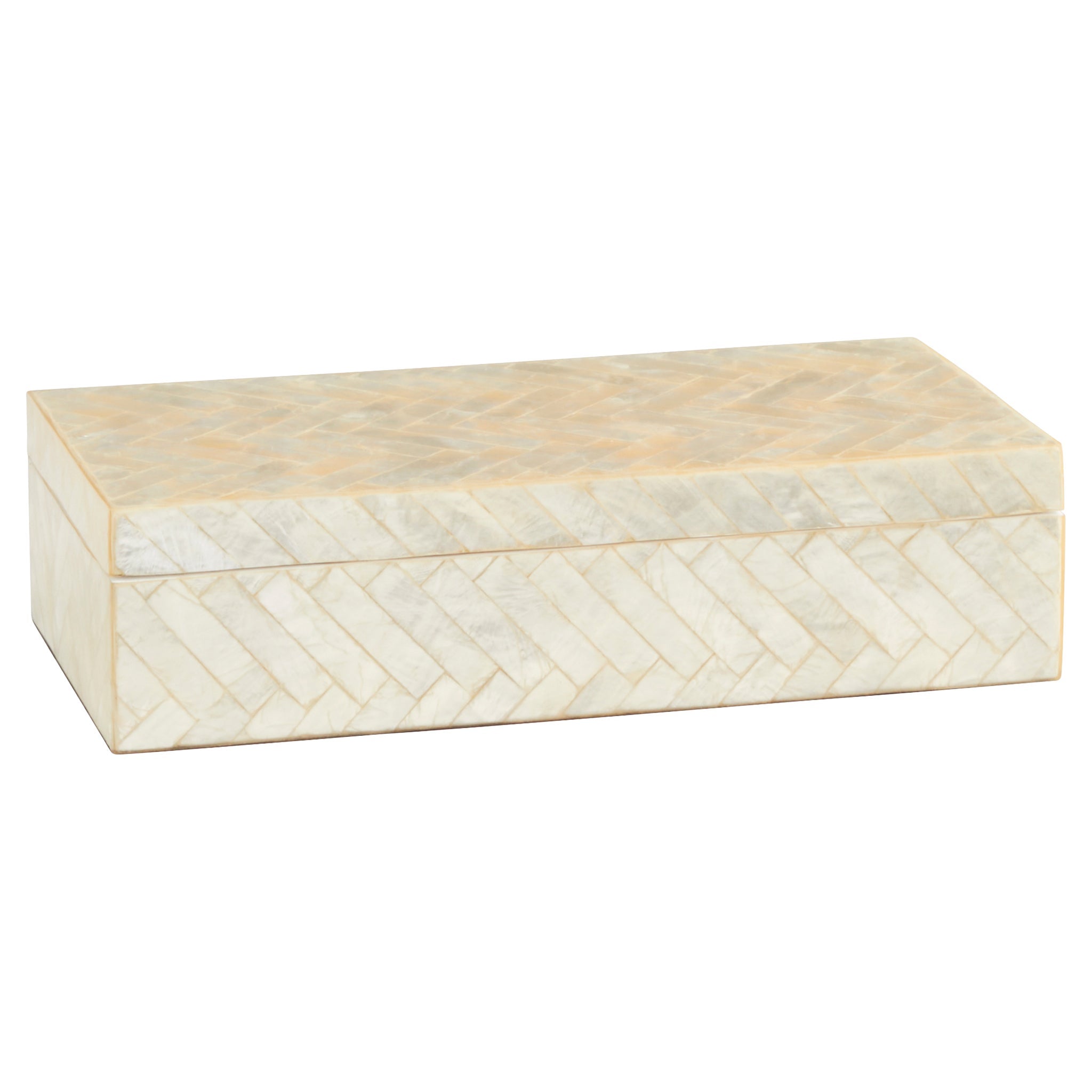 Cyan Design 11684 Triton Rectangle Jewelry Box - Small Pearl White Organizer for Rings, Necklaces & Earrings | Perfect for Bedroom Vanity, Dresser Top & Gift Giving