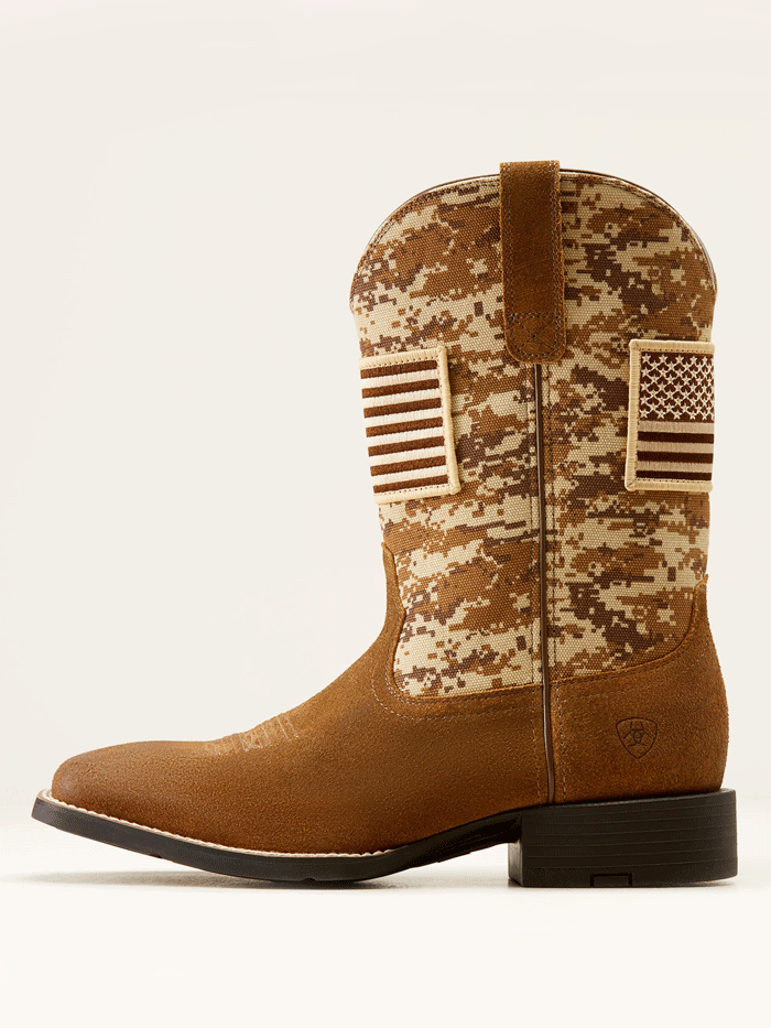Ariat Men's Sport Patriot Western Boot - Antique Mocha Suede Camo for Cowboy, Rodeo & Outdoor Activities | Durable Work & Riding Boots for Ranch, Horseback & Country Lifestyle