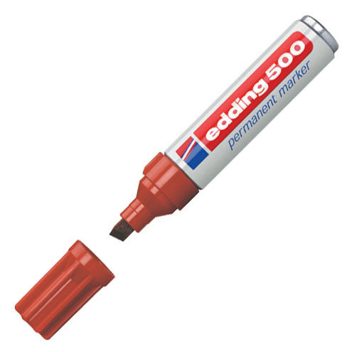 edding 500 Permanent Marker Pen Chisel Tip - Waterproof & Fade-Resistant for Labeling, Crafts & Industrial Use