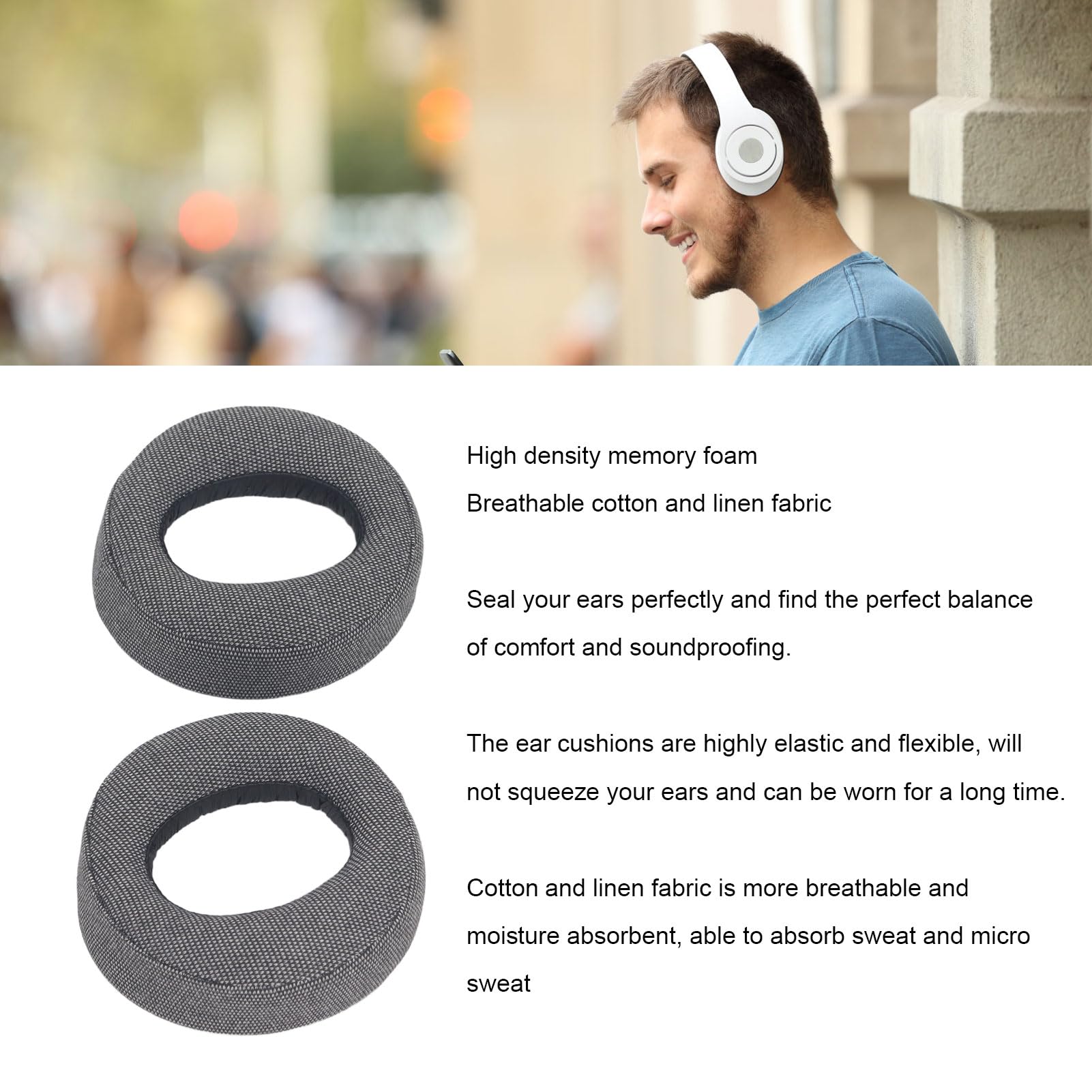 Septpenta Linen Memory Foam Replacement Ear Cushions for Pulse 3D Gaming Headset - Noise Isolating Comfort for PS5, PC & Xbox Gamers - Enhance Gaming Experience with Breathable Cooling Ear Pads