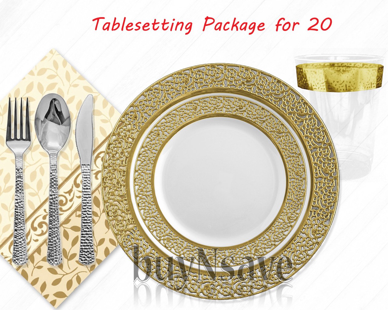Elegant Disposable Plastic Wedding Dinner Plates Set - 10.25