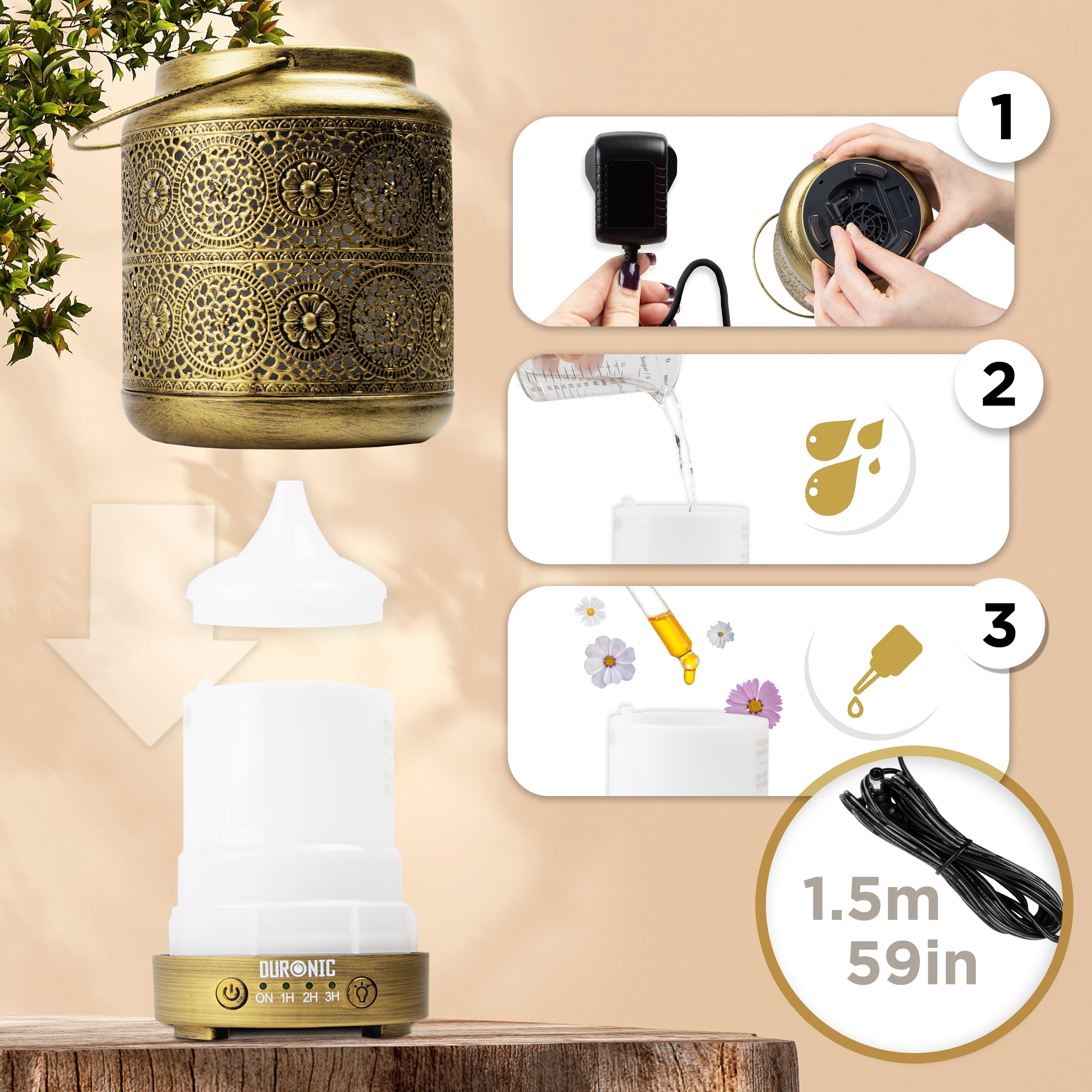 Duronic AD42 100ml Electric Aroma Diffuser with 7 Color LED Lights | Compact Essential Oil Diffuser & Humidifier for Home, Office, Bedroom, Spa | Perfect for Relaxation, Sleep & Stress Relief | Creates Soothing Ambiance for Yoga, Meditation & Aromatherapy Sessions