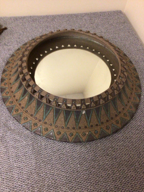 20 5/8 Inch Round Decorative Stone Mirror - Handcrafted Wall Mirror for Living Room, Bedroom, Bathroom & Entryway Decor - Vintage Style Home Accent for Boho, Farmhouse & Modern Interiors