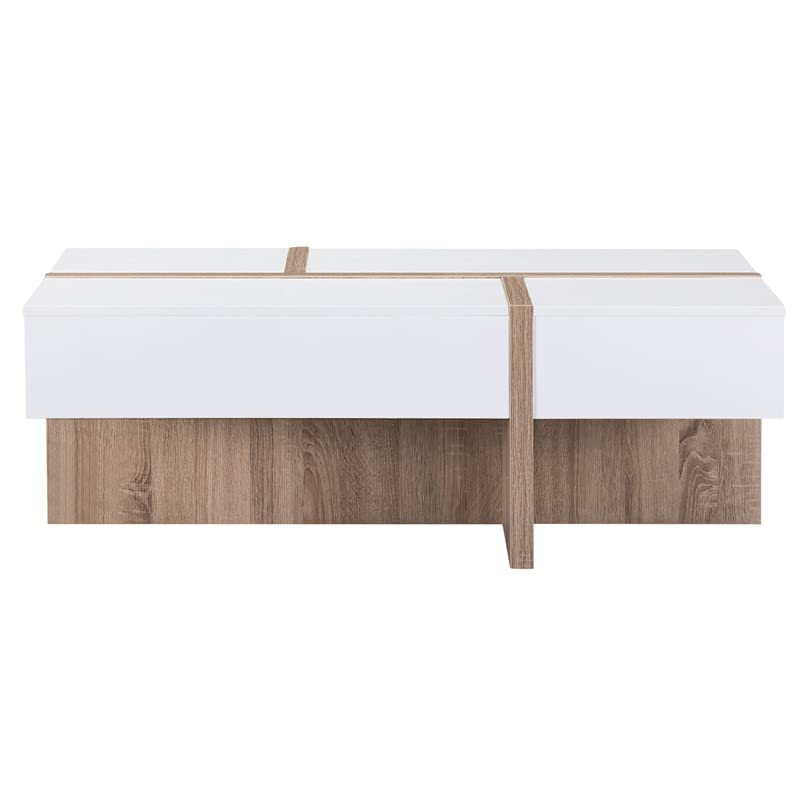Modern White Wood Storage Coffee Table by Furniture of America - Perfect for Living Room, Home Office & Small Spaces