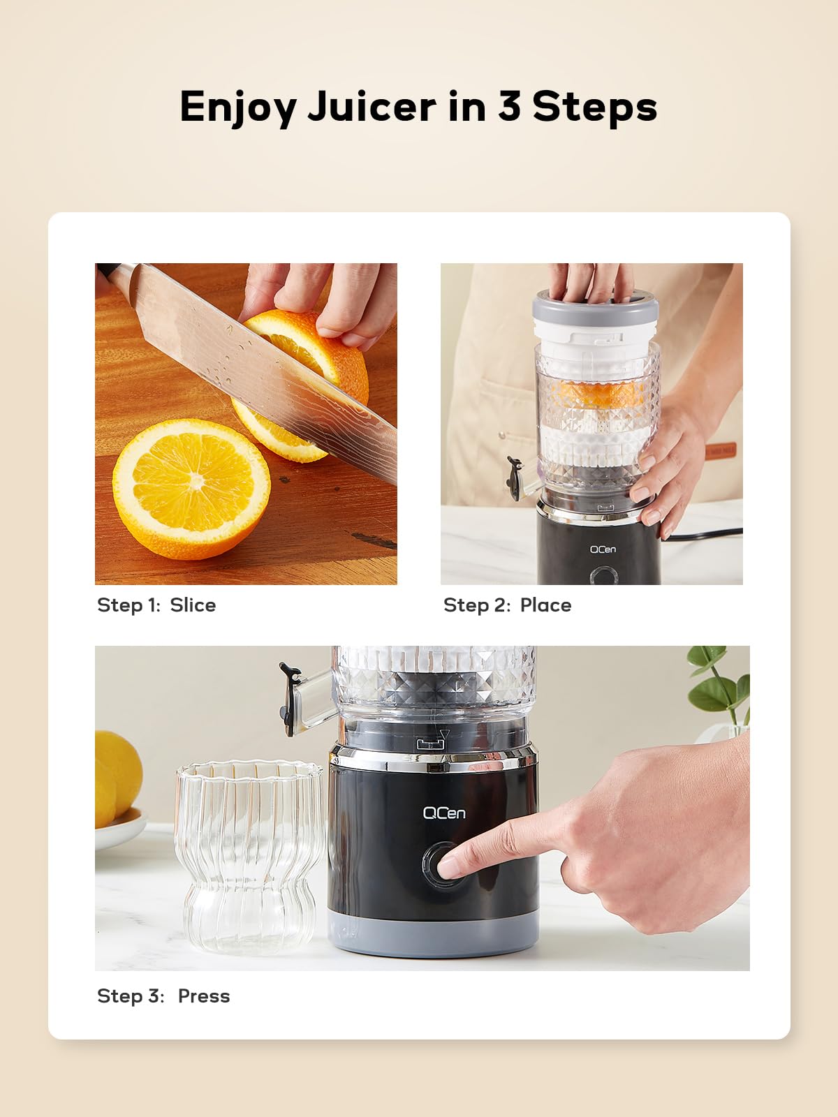Electric Citrus Juicer - Automatic Orange, Lemon & Grapefruit Juicer with High Yield | Easy to Use & Clean | Includes Cleaning Brush | Perfect for Breakfast, Juice Bars & Healthy Lifestyles (Black)