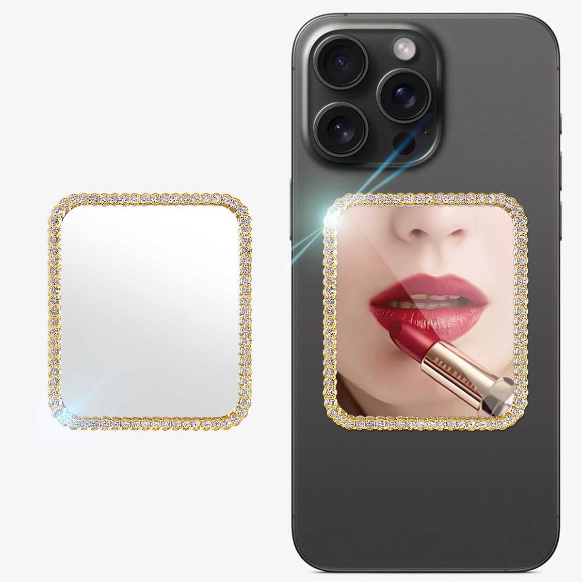 Bling Mirror Decal for Phone Case - Slim Gold Square Acrylic Mirror Sticker - Perfect for Phone Charms, Travel Accessories & DIY Phone Decor